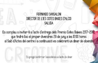 IBIAE estará en la entrega de Premios del IES Cotes Baixes de Alcoy