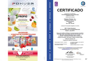 POHUER renueva su certificado BRC para plásticos en contacto directo con alimentos y productos higiénicamente sensibles