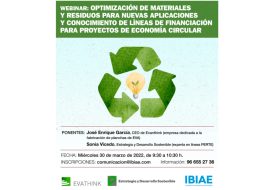 Webinar: 'Optimización de materiales y residuos para nuevas aplicaciones y conocimiento de líneas de financiación para proyectos de economía circular'