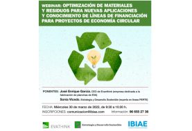 Webinar: 'Optimización de materiales y residuos para nuevas aplicaciones y conocimiento de líneas de financiación para proyectos de economía circular'