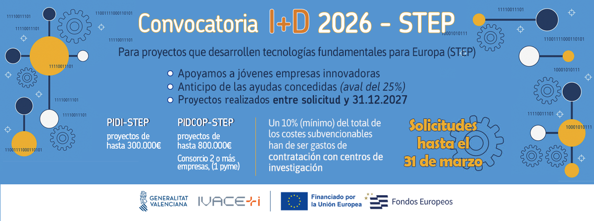 IVACE convoca PIDCOP STEP-CV 2026: hasta el 60 % de ayuda para ...