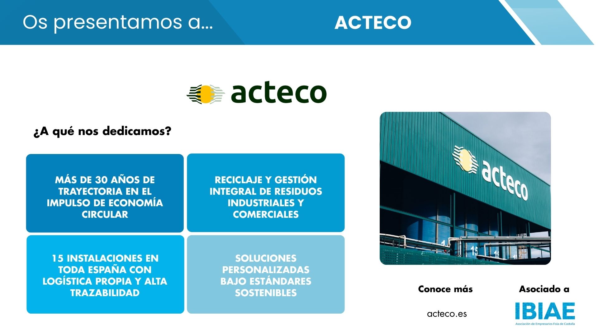 ACTECO, gestión integral de residuos, reciclado de plástico y consultoría ambiental para la industria