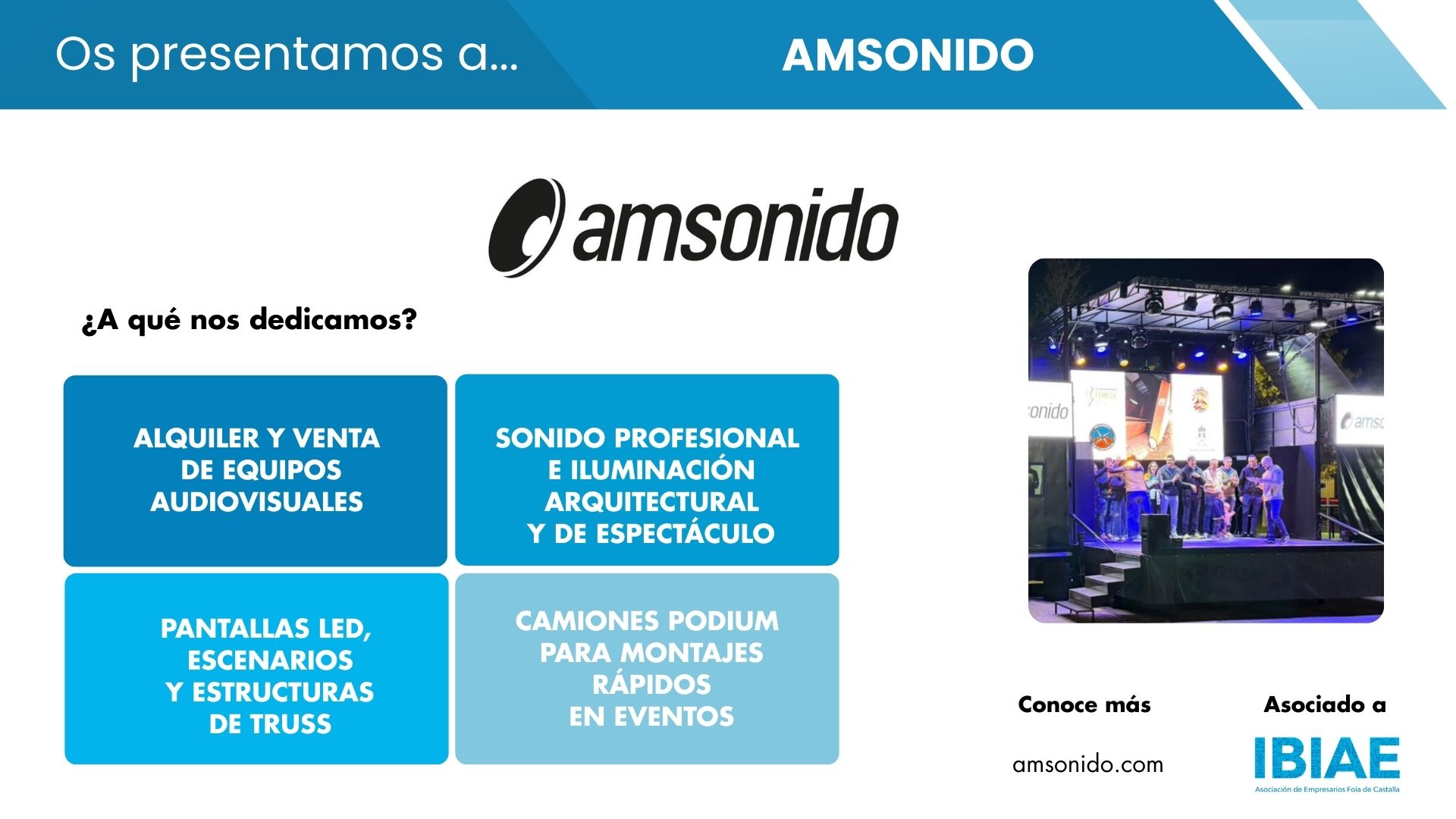 AM SONIDO ofrece soluciones audiovisuales e infraestructuras técnicas para todo tipo de eventos