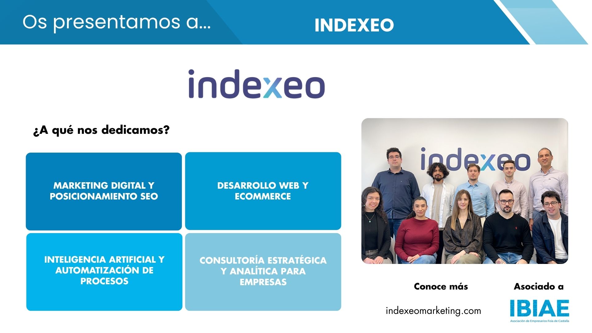 INDEXEO MARKETING impulsa la digitalización empresarial con soluciones de marketing, inteligencia artificial y automatización