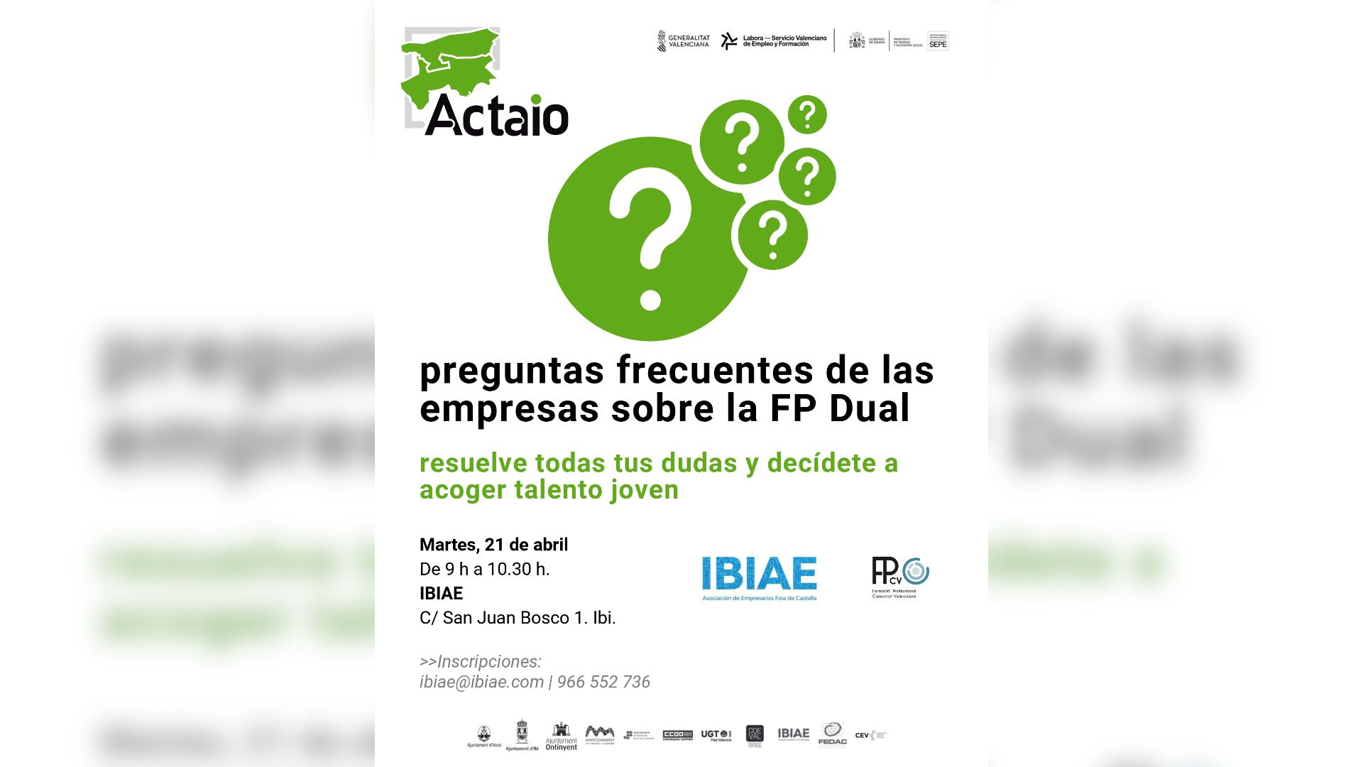 Jornada: Preguntas frecuentes sobre la FP Dual para empresas