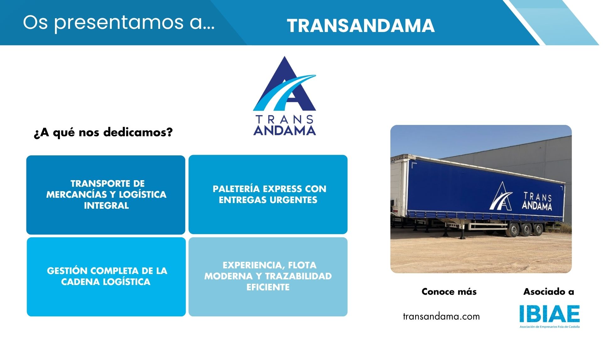 TRANSANDAMA refuerza sus servicios de transporte y logística con soluciones integrales y entrega urgente